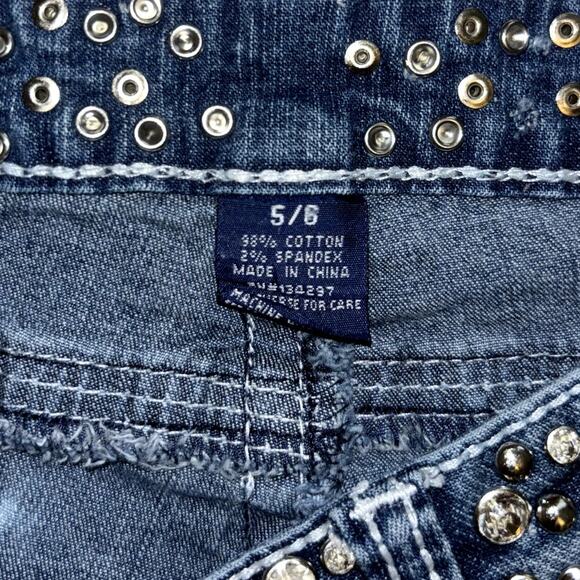 Blue Faith Rhinestone Studded Skinny Jeans Low Rise Medium Wash Size 5 / 6 - Picture 5 of 6
